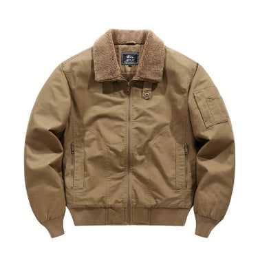 Side view showing ribbed cuffs and hem of the bomber jacket