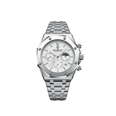 Classic Men’s Chronograph Watch With Metal Bracelet And Multi Dial Display