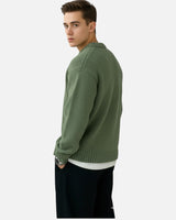 Back view of men's solid crew neck pullover