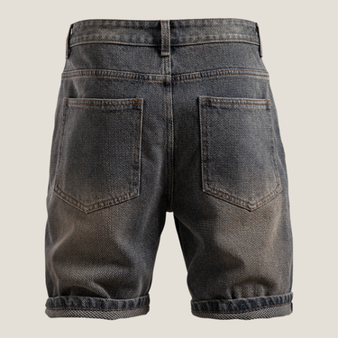 Classic Men’s Denim Shorts With Rolled Cuff Hem And Zip Fly