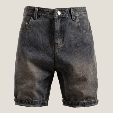 Classic Men’s Denim Shorts With Rolled Cuff Hem And Zip Fly