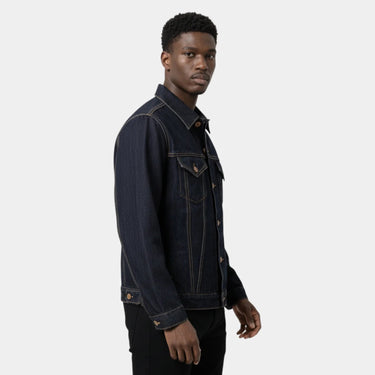 Classic Men’s Denim Trucker Jacket With Button Front And Flap Chest Pockets