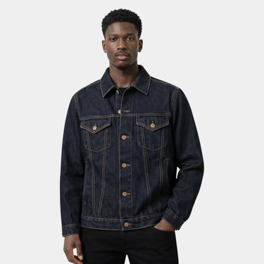 Classic Men’s Denim Trucker Jacket With Button Front And Flap Chest Pockets