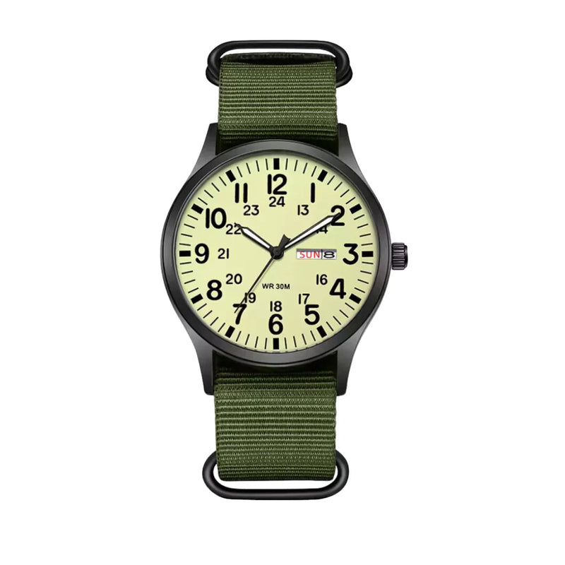 Classic Men’s Field Watch With Fabric Strap And Day Date Display