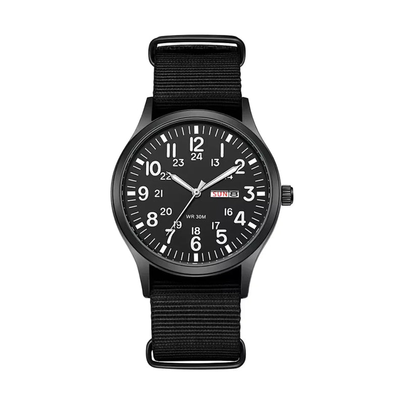 Classic Men’s Field Watch With Fabric Strap And Day Date Display