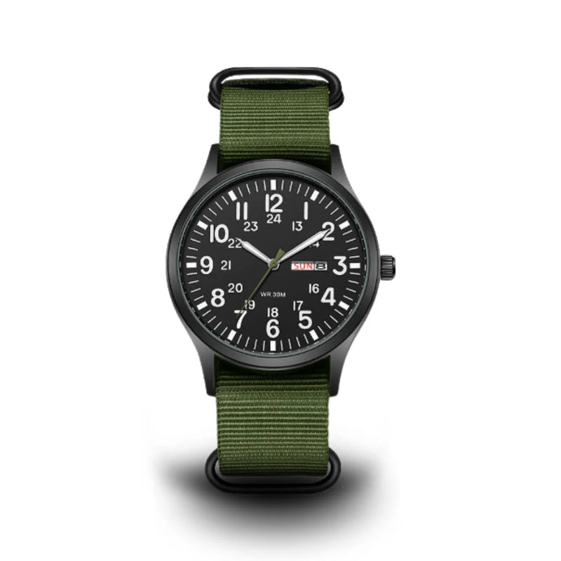 Classic Men’s Field Watch With Fabric Strap And Day Date Display