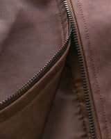 Close-up of side pocket on a men's fitted harrington jacket
