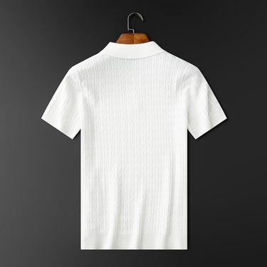 Classic Men’s Knit Polo Shirt With Short Sleeve And Textured Pattern