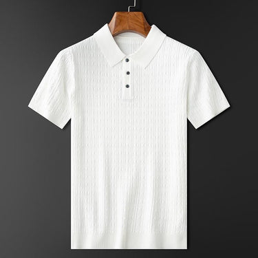 Classic Men’s Knit Polo Shirt With Short Sleeve And Textured Pattern