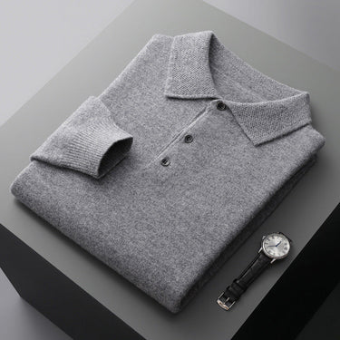 Classic Men’s Long Sleeve Polo Shirt With Button Placket And Knit Collar