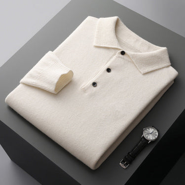 Classic Men’s Long Sleeve Polo Shirt With Button Placket And Knit Collar