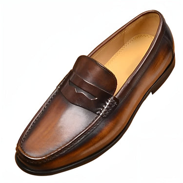 Classic Men’s Penny Loafers With Slip On Moc Toe Design
