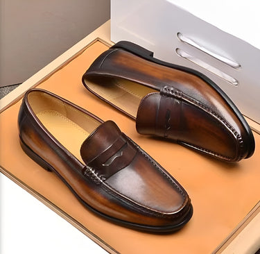 Classic Men’s Penny Loafers With Slip On Moc Toe Design