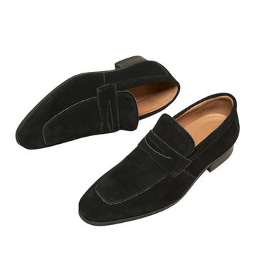 Classic Men’s Penny Loafers With Suede Upper And Moc Toe Design