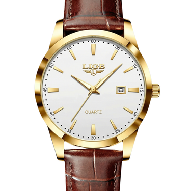 Classic Men’s Quartz Watch With Leather Strap And Date Display