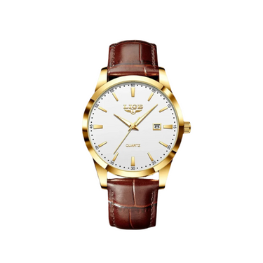 Classic Men’s Quartz Watch With Leather Strap And Date Display