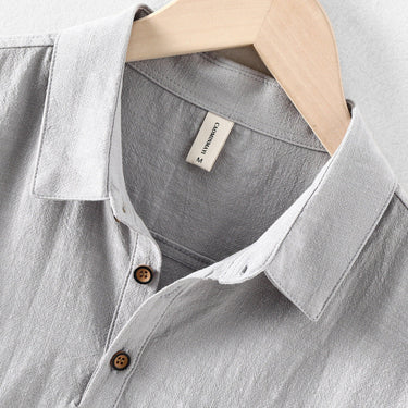 Classic Men’s Short Sleeve Pullover Shirt With Point Collar And Two Button Placket