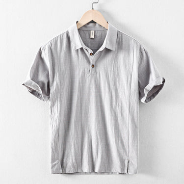 Classic Men’s Short Sleeve Pullover Shirt With Point Collar And Two Button Placket