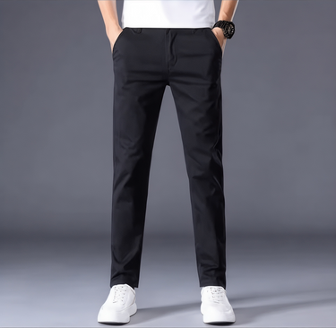 Classic Men’s Slim Fit Trousers With Flat Front And Belt Loops