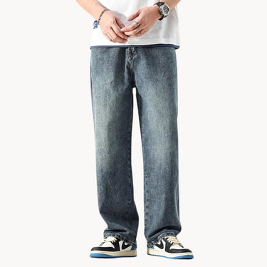 Classic Men’s Straight Leg Denim Jeans With Five Pocket Design And Button Closure