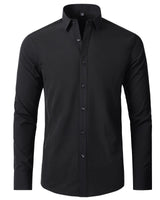Men's stretch shirt worn untucked in a smart casual setting