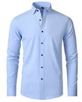 Detail shot of the crease-resistant fabric texture on a men's shirt