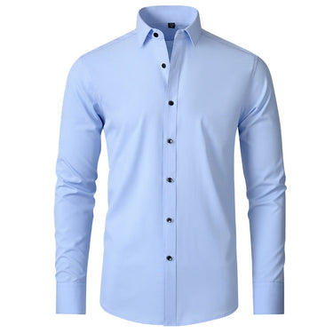 Detail shot of the crease-resistant fabric texture on a men's shirt