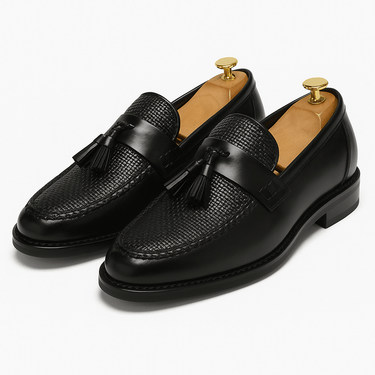 Classic Men’s Tassel Loafers With Woven Upper Slip On