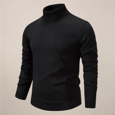 Classic Men’s Turtleneck Sweater With Ribbed Cuffs And Hem