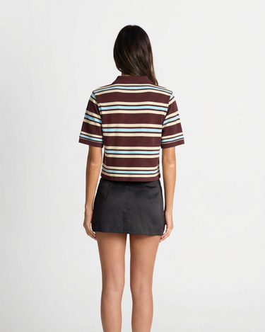 Classic Women’s Striped Polo Shirt With Short Sleeve And Button Placket