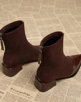 Classy Suede Ankle Boots with Block Heel