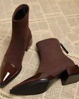Classy Suede Ankle Boots with Block Heel