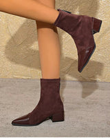 Classy Suede Ankle Boots with Block Heel