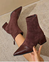 Classy Suede Ankle Boots with Block Heel