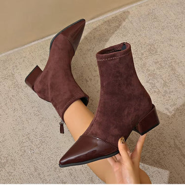 Classy Suede Ankle Boots with Block Heel
