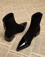 Classy Suede Ankle Boots with Block Heel