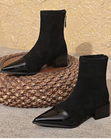 Classy Suede Ankle Boots with Block Heel