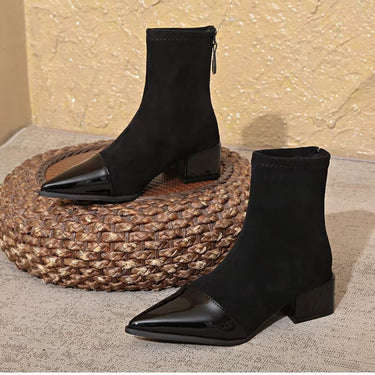 Classy Suede Ankle Boots with Block Heel
