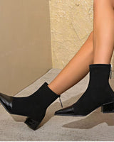 Classy Suede Ankle Boots with Block Heel