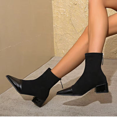Classy Suede Ankle Boots with Block Heel
