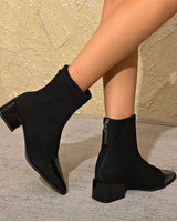 Classy Suede Ankle Boots with Block Heel