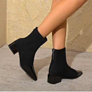 Classy Suede Ankle Boots with Block Heel