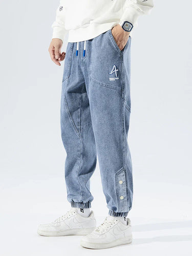 Clean Men’s Denim Jogger Jeans With Drawstring Waist And Elastic Cuffs