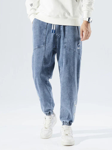 Clean Men’s Denim Jogger Jeans With Drawstring Waist And Elastic Cuffs
