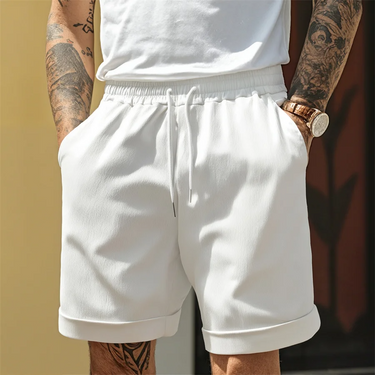 Clean Men’s Drawstring Shorts With Turn Up Hem