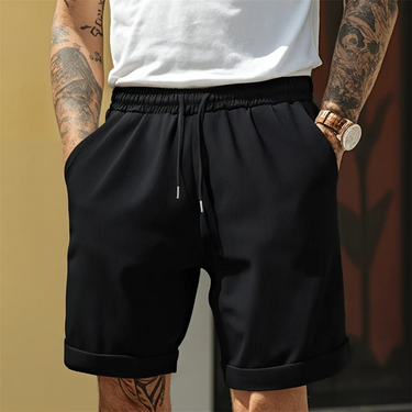 Clean Men’s Drawstring Shorts With Turn Up Hem