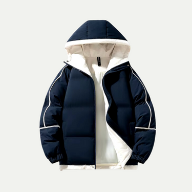 Clean Men’s Hooded Puffer Jacket With Zip Front And Elastic Cuffs