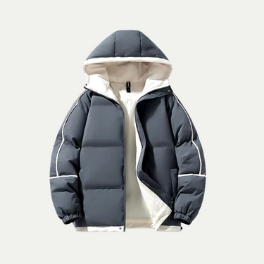 Clean Men’s Hooded Puffer Jacket With Zip Front And Elastic Cuffs