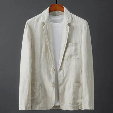 Clean Men’s Linen Blend Blazer With Notch Lapel And Patch Pockets