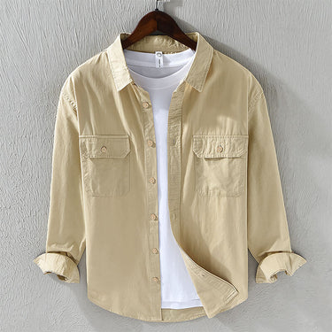 Clean Men’s Long Sleeve Button Up Shirt With Chest Flap Pockets